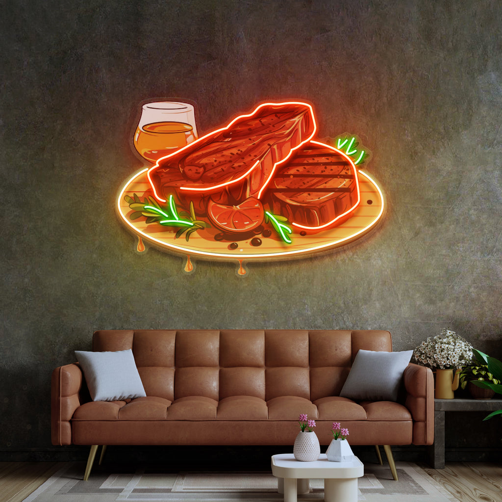 Grilled Meat Isolated - LED Neon Sign for Bold Pop Art Statement