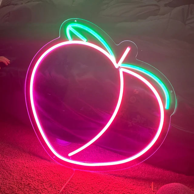 Peach Neon Sign Fruit Peach Neon Signs for Wall Decor, Cute Neon Lights Sign for Bedroom Living Room