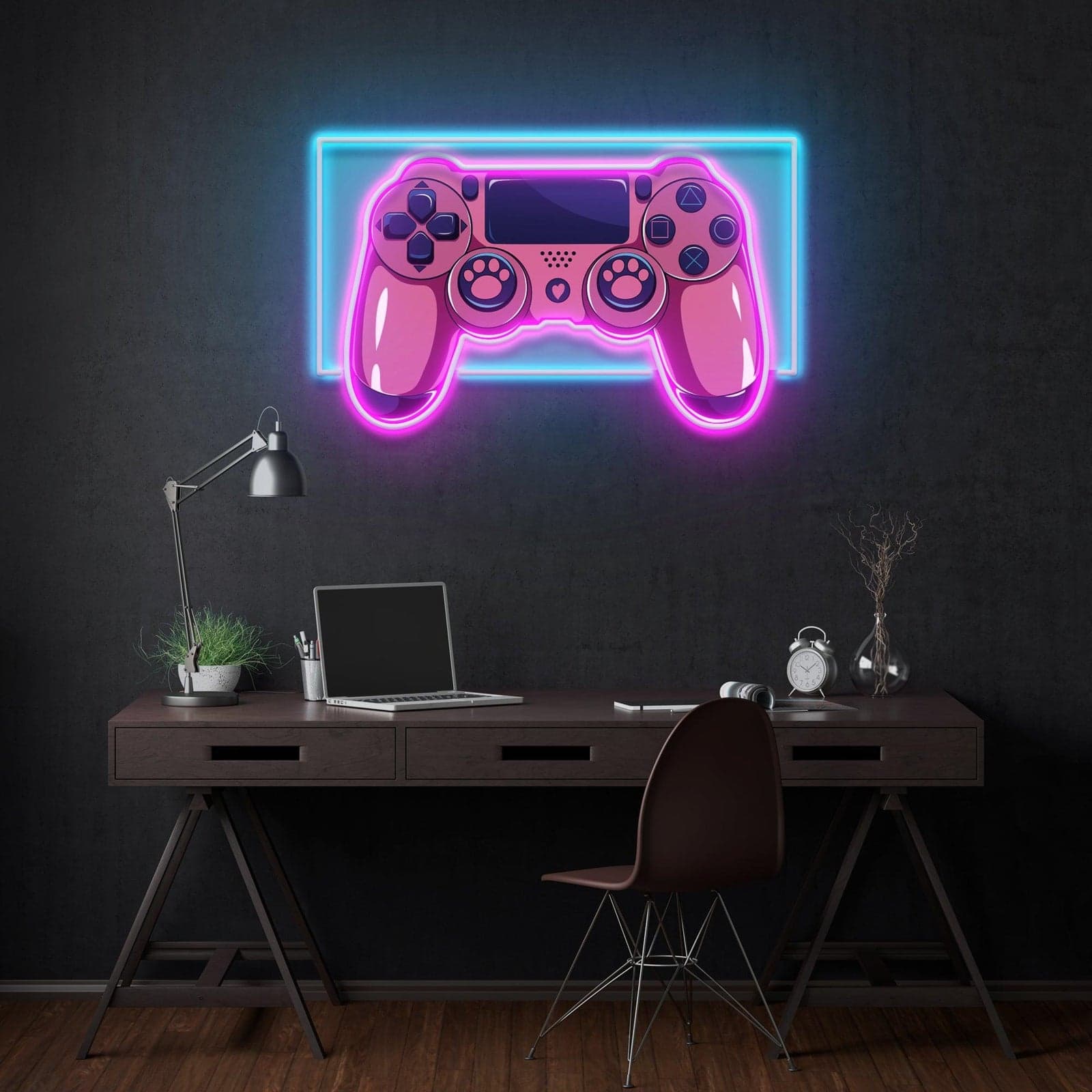 Large Bright Pink Girl Gamer Game Controller LED Game Room Light Sign store