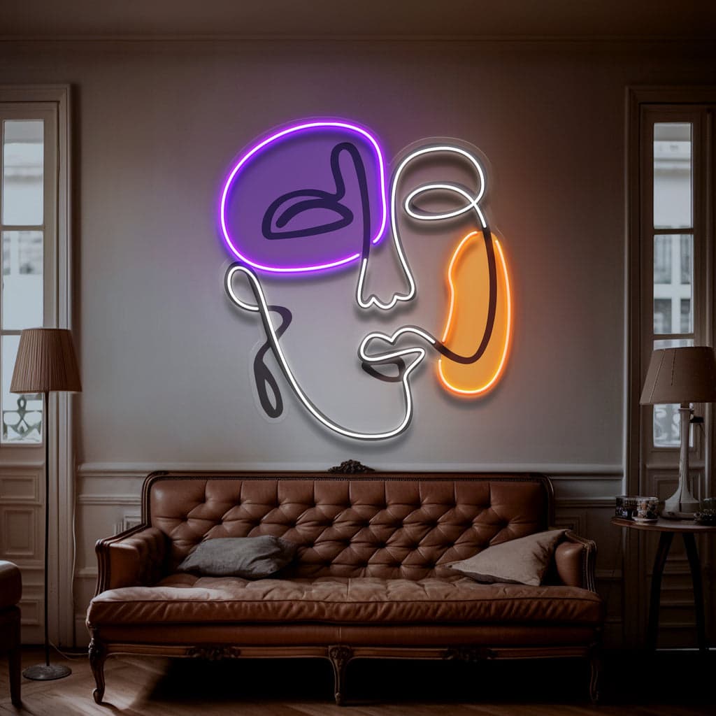 Minimalist Line Art Face Neon Sign: Vibrant Abstract Design ¨C Perfect for Living Rooms, Studios, Cafes, and Offices