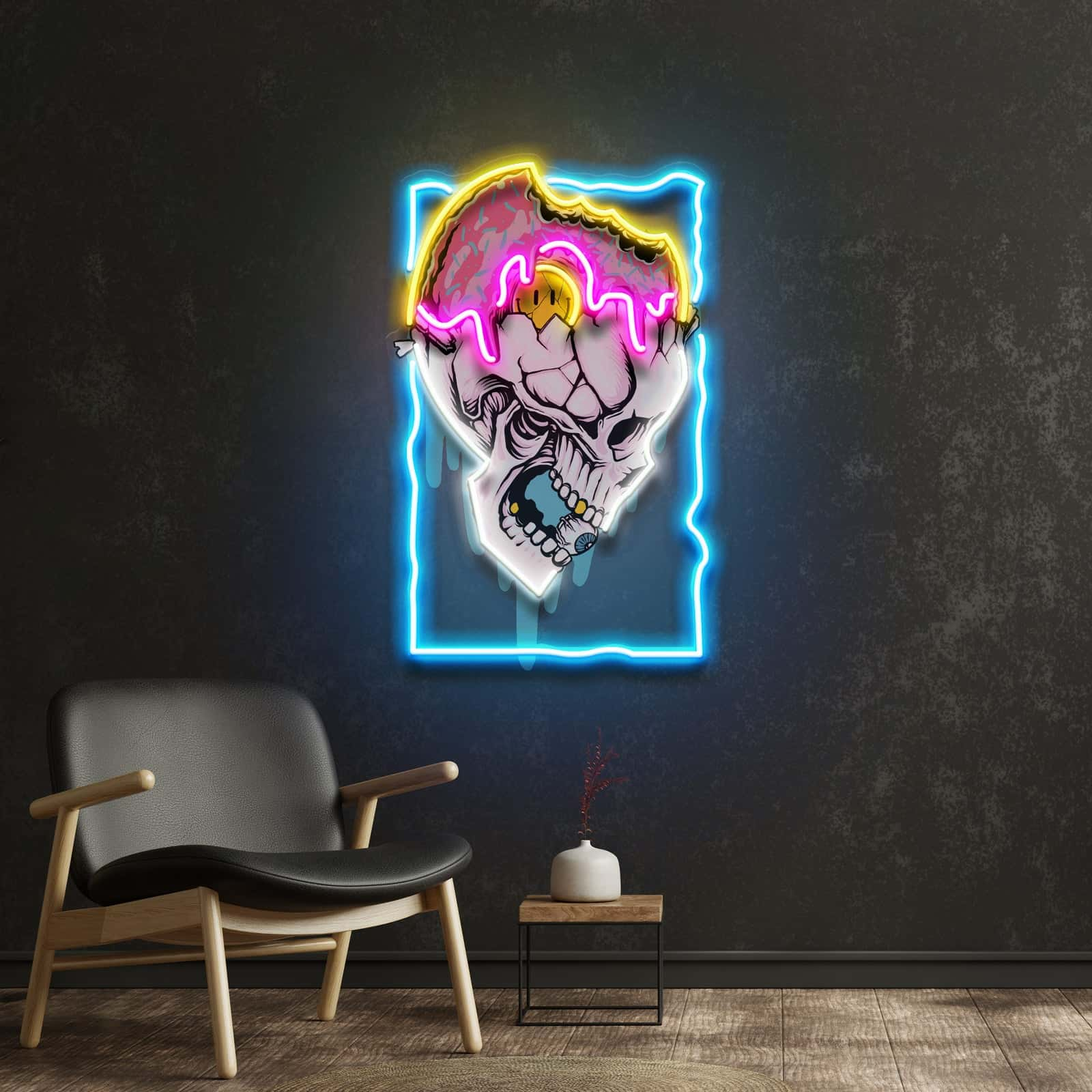 Skull & Donut Neon Sign – Bold LED Light for Bars & Creative Spaces