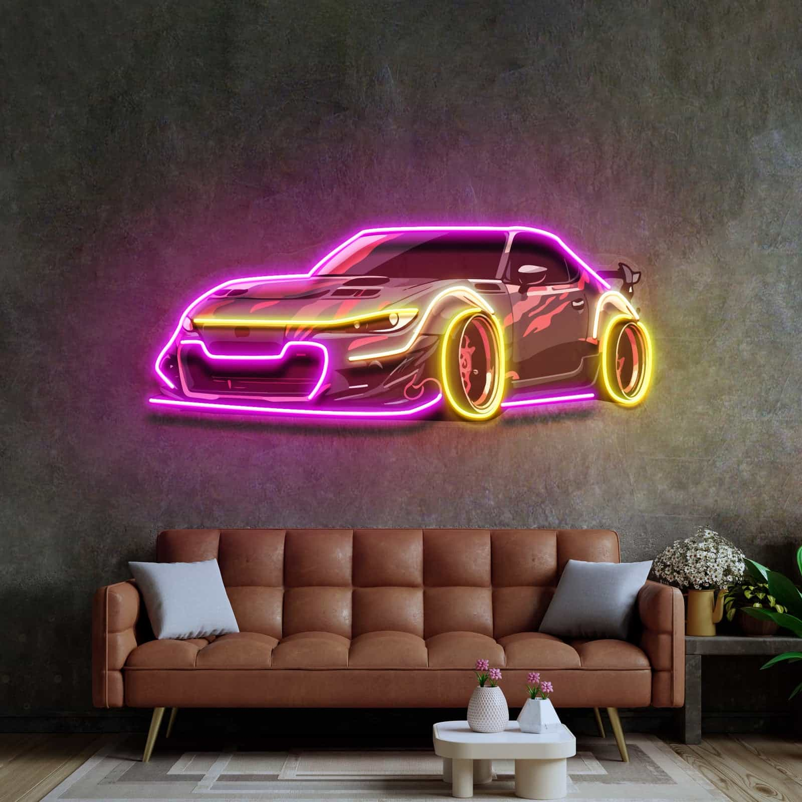 Bold Automotive Neon Sign Energetic Design for Car Enthusiasts Game Rooms Garages Man Caves