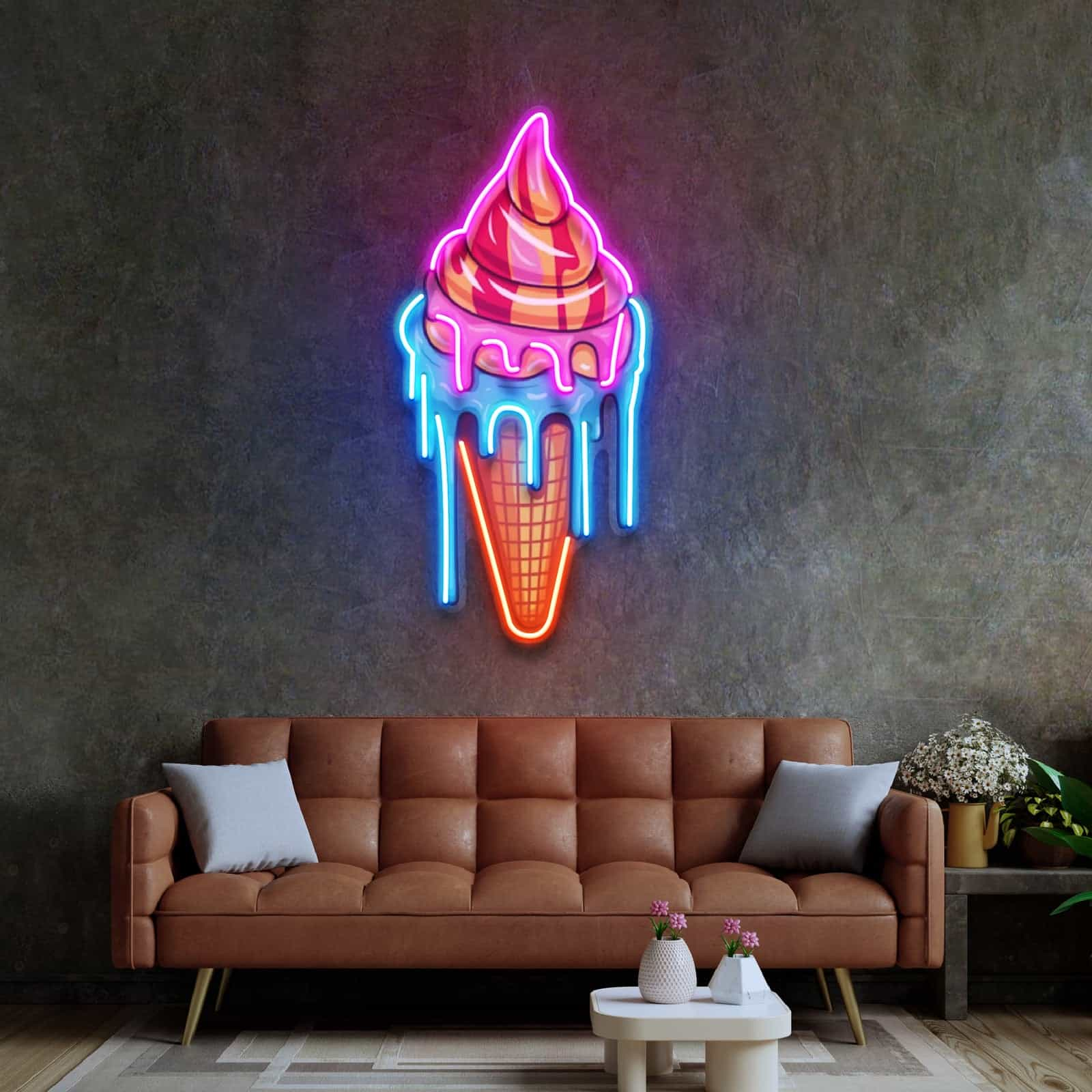 Playful  Ice Cream Neon Sign Sweet & Whimsical Decor for Any Space