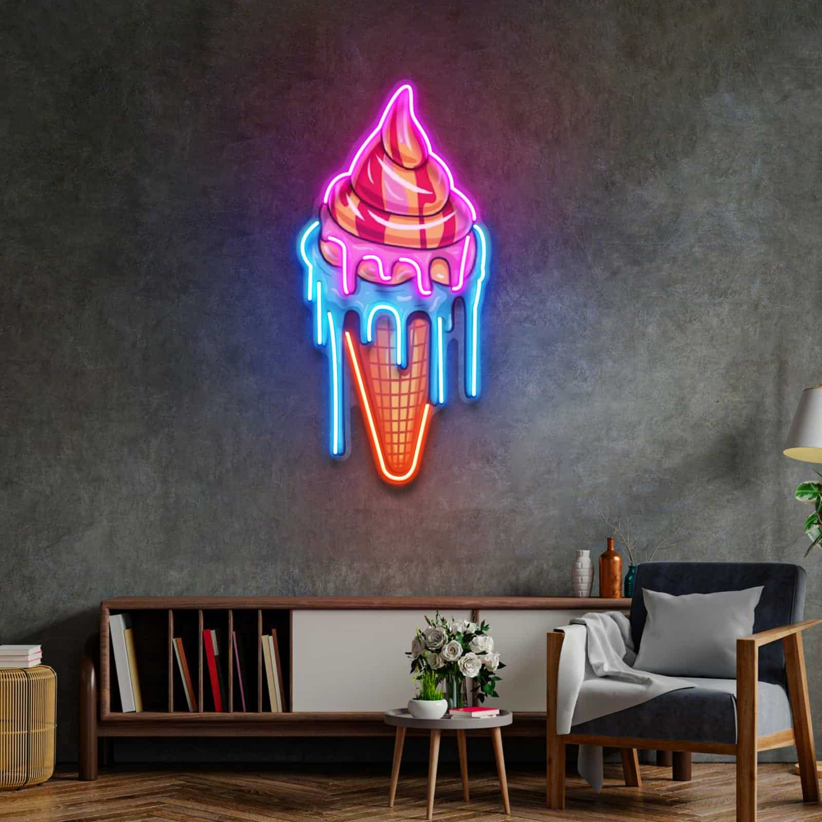 Playful  Ice Cream Neon Sign Sweet & Whimsical Decor for Any Space