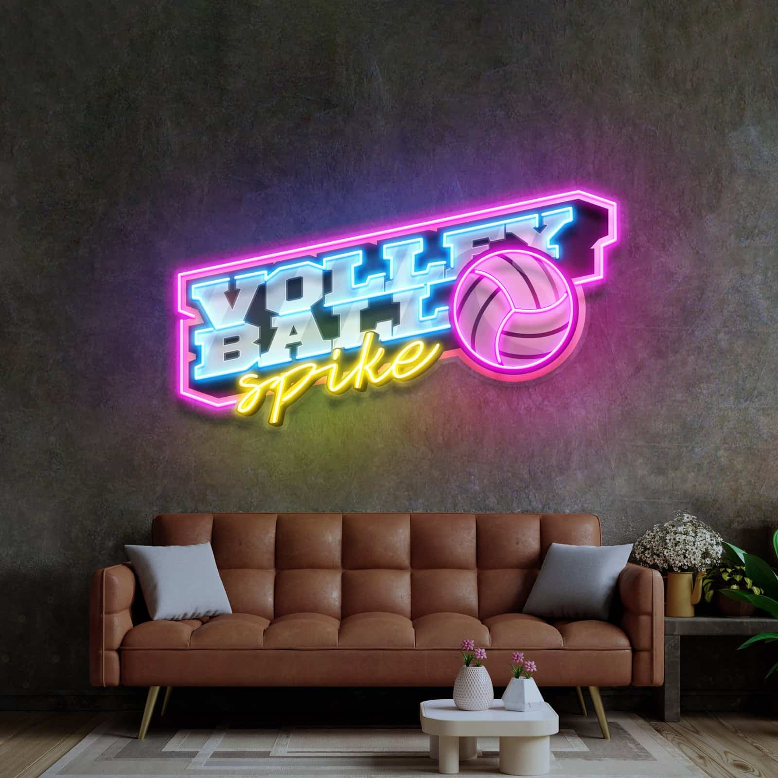 Neon Sign Dynamic Graphic and Vibrant Colors Perfect for Sports Bars Gyms and Game Rooms