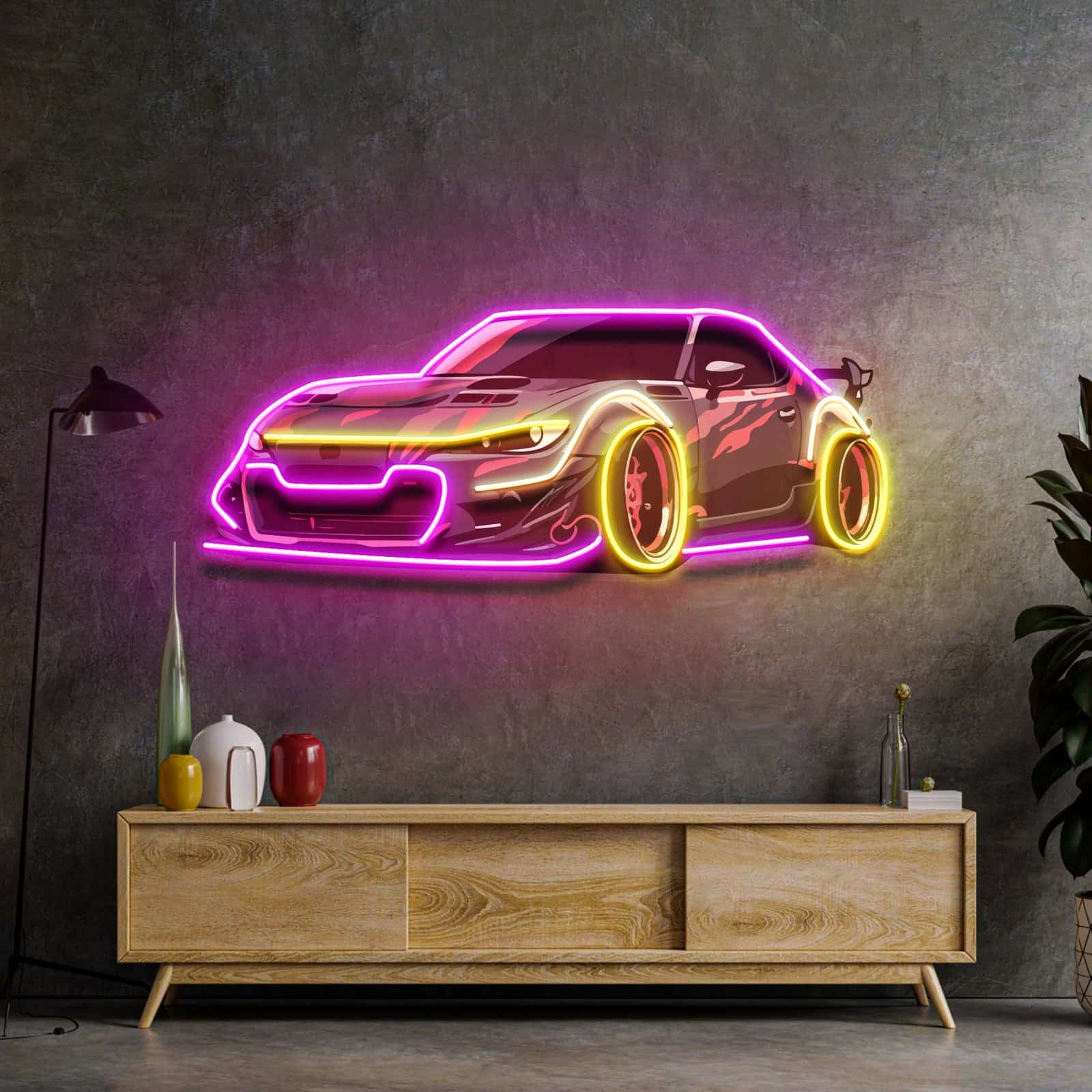 Bold Automotive Neon Sign Energetic Design for Car Enthusiasts Game Rooms Garages Man Caves