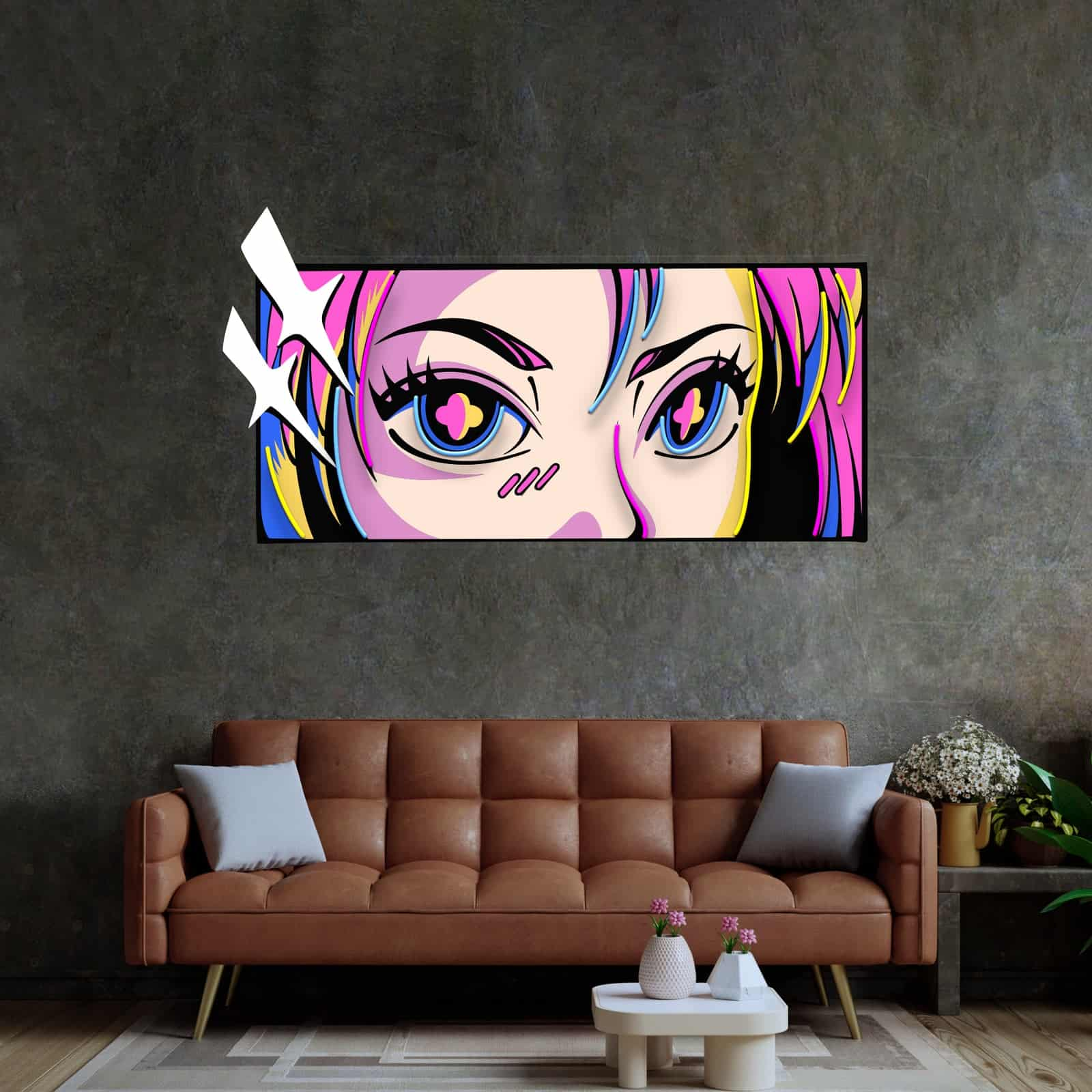 Anime Eyes Neon Sign: Vibrant Flair and Colorful Accents, Perfect for Game Rooms, Bedrooms, and Creative Spaces