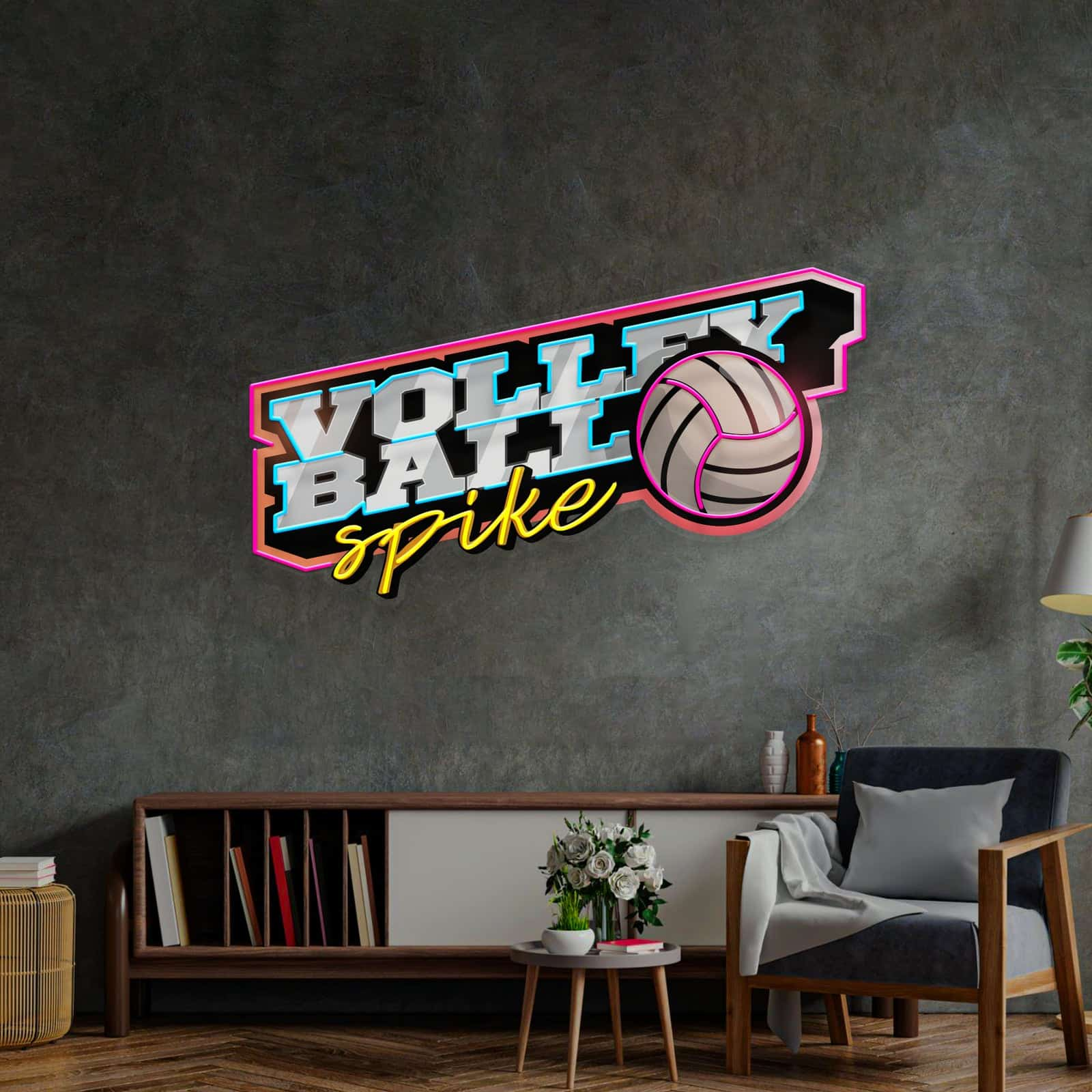 Neon Sign Dynamic Graphic and Vibrant Colors Perfect for Sports Bars Gyms and Game Rooms