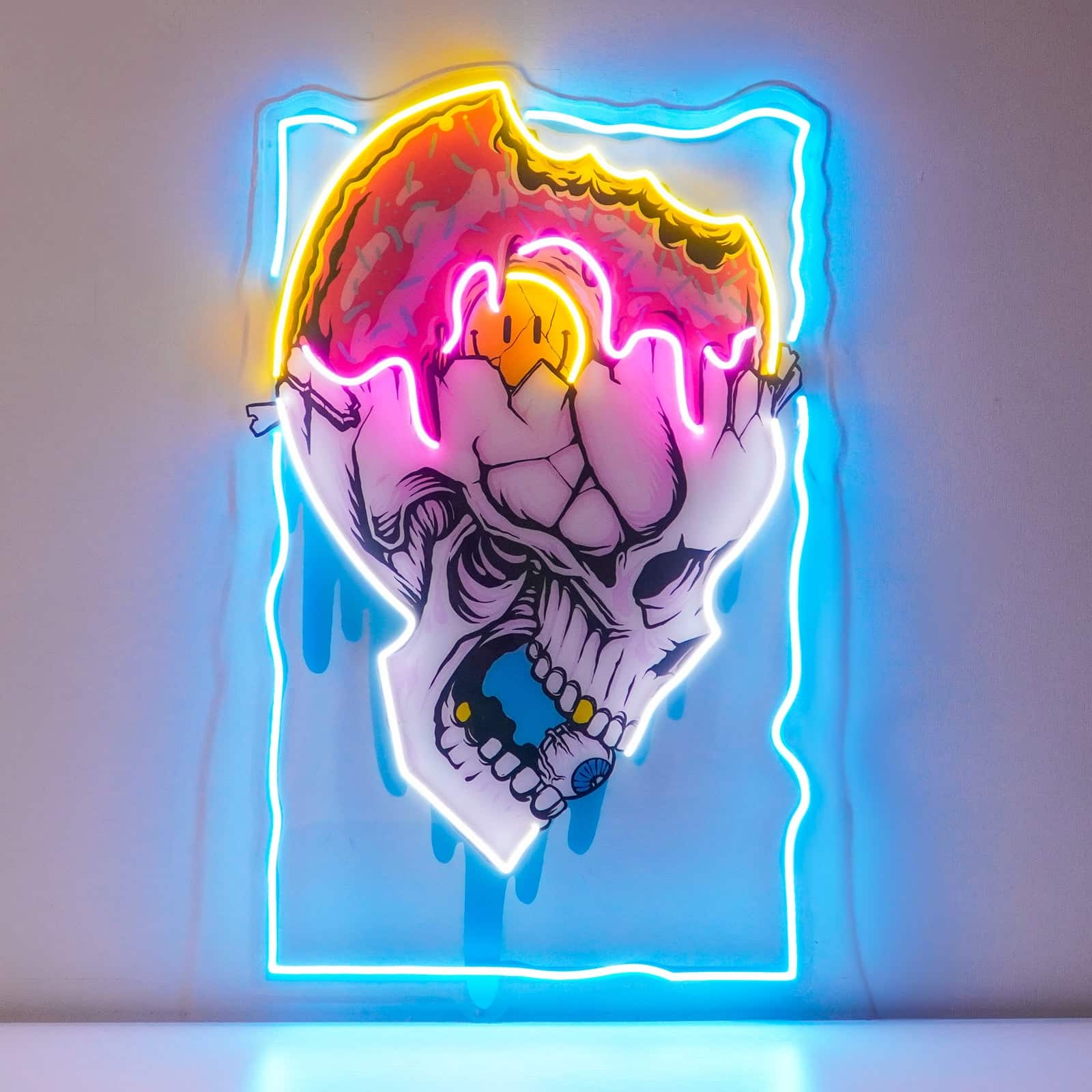 Skull with Donut Neon Sign for Bars and Creative Spaces