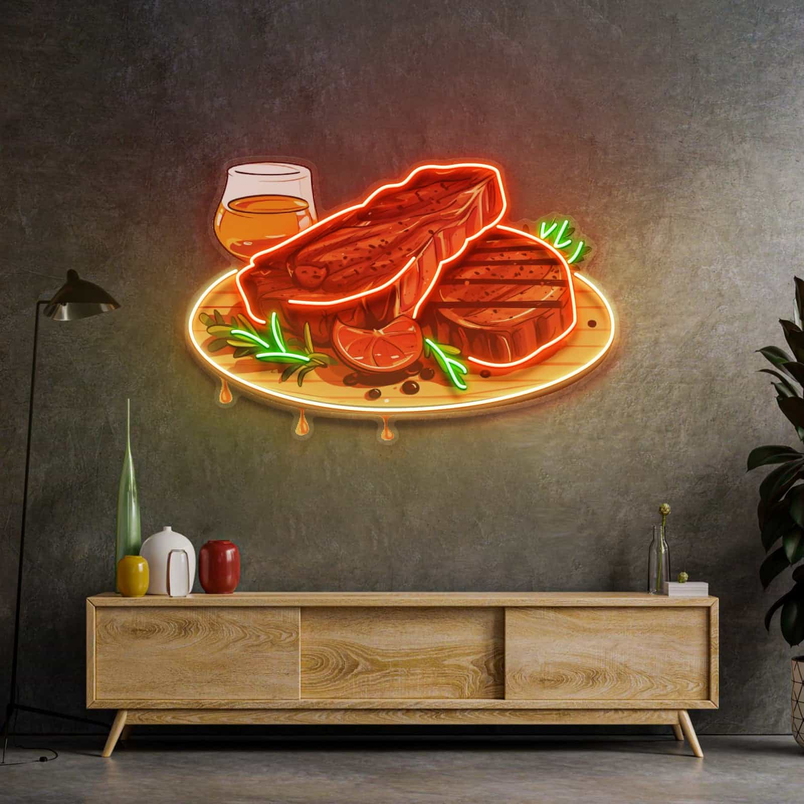 Grilled Meat Isolated - LED Neon Sign for Bold Pop Art Statement