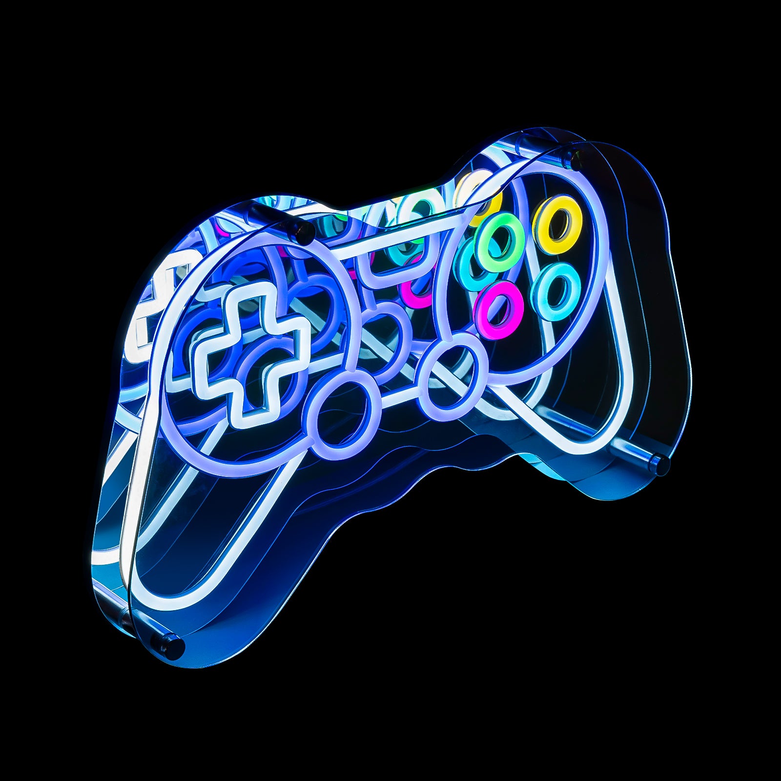 Infinity Mirror Neon Game Controller – 3D LED Gaming Sign, Cool Wall Decor for Game Room & Esports Setup