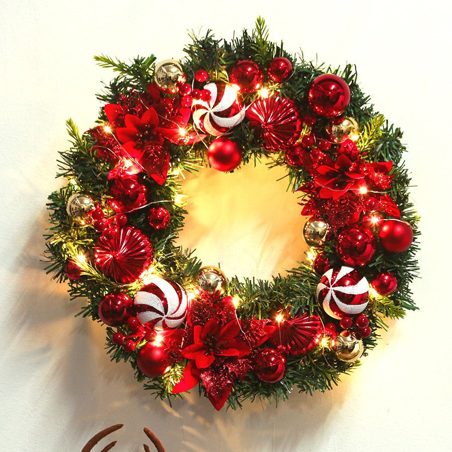 16-Inch LED Christmas Wreath with Lights ¨C Battery-Powered Red Holiday Decoration