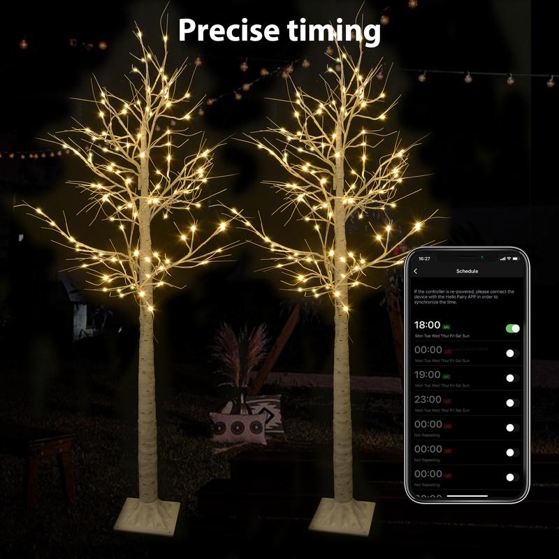 5.9ft Pre-lit birch Tree,LED Decor Light,festive decor for Indoor/Outdoor Use,Party wedding holiday decoration lights Set christmas 2024 ornament