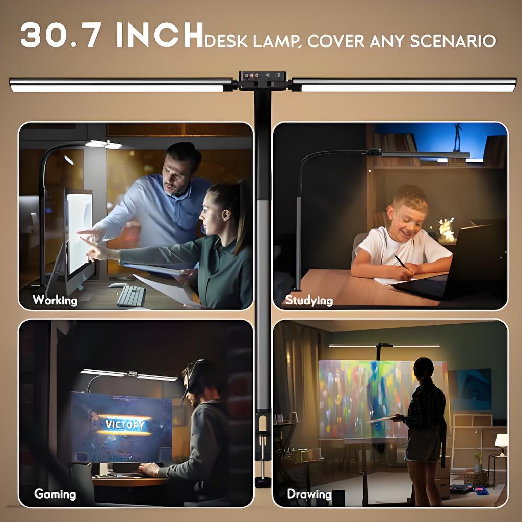 LED ScreenLinear Desk Fold Pro,Double Head Architect Desk Light with Clamp (30.7Inch)