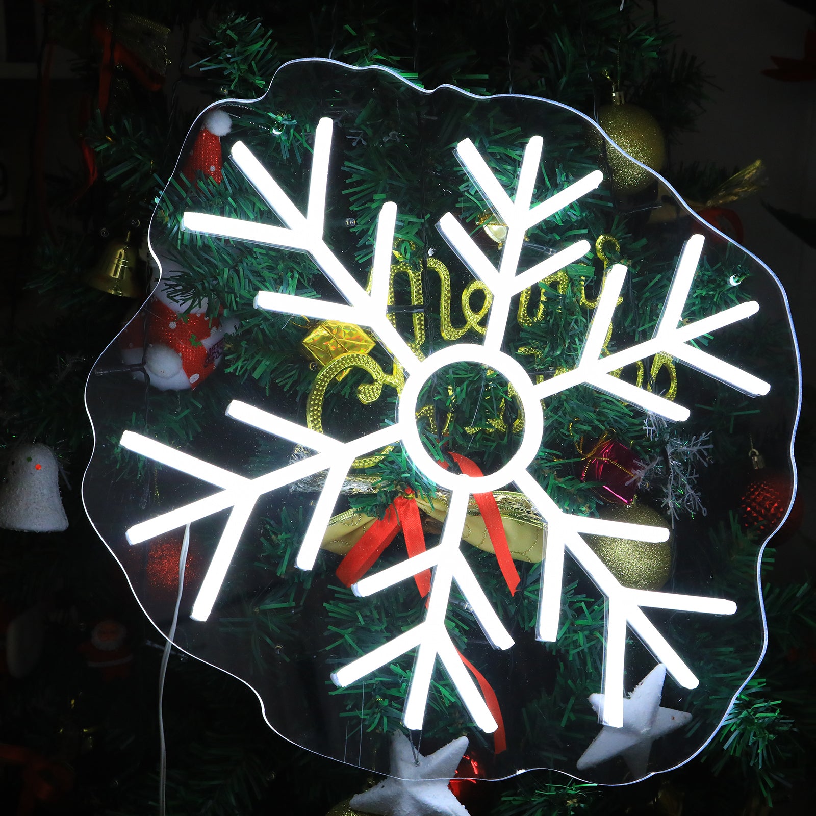 Snowflake Neon Light - Festive LED Snowflake Neon Sign for Holiday Decoration, Wall Hanging, and Window Display