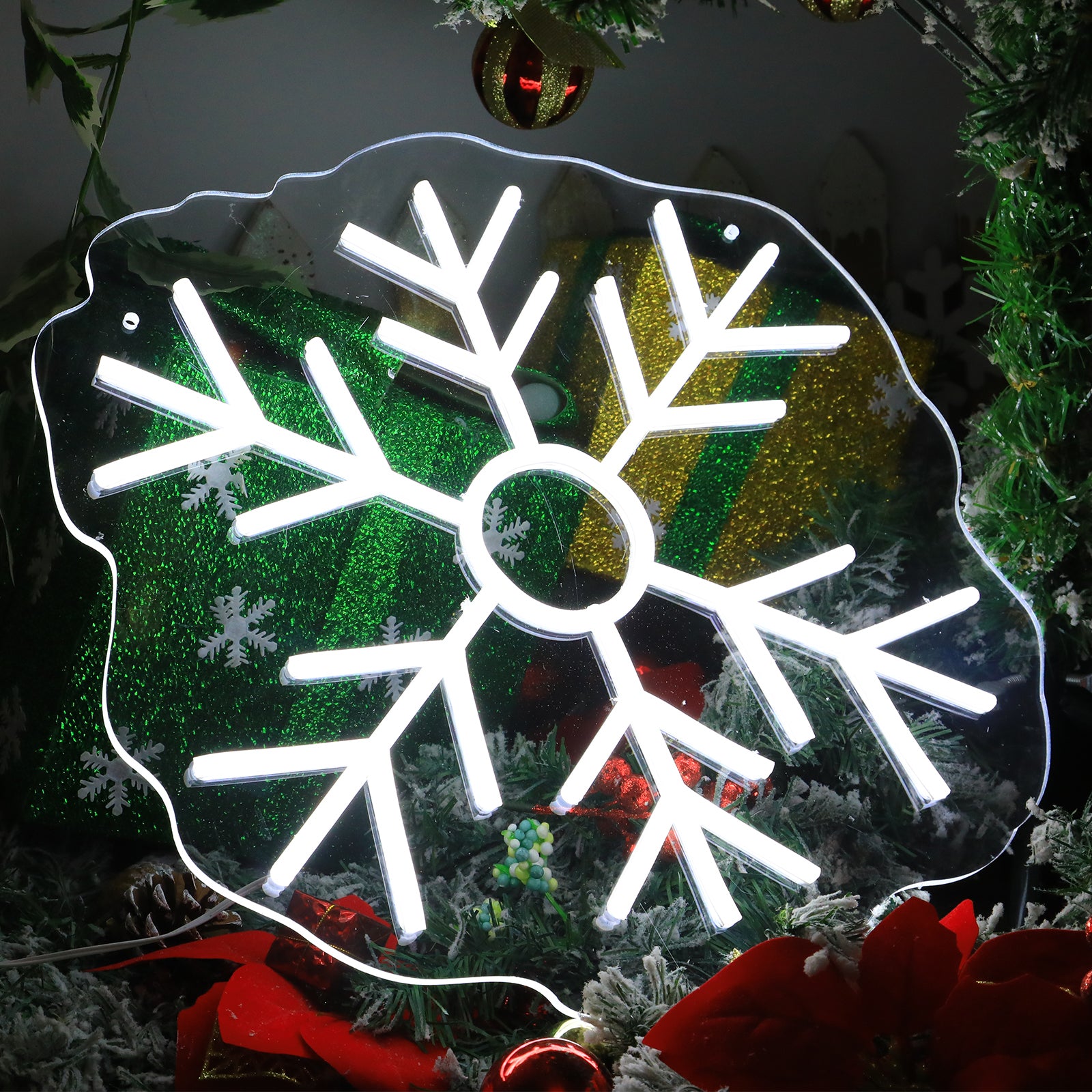 Snowflake Neon Light - Festive LED Snowflake Neon Sign for Holiday Decoration, Wall Hanging, and Window Display