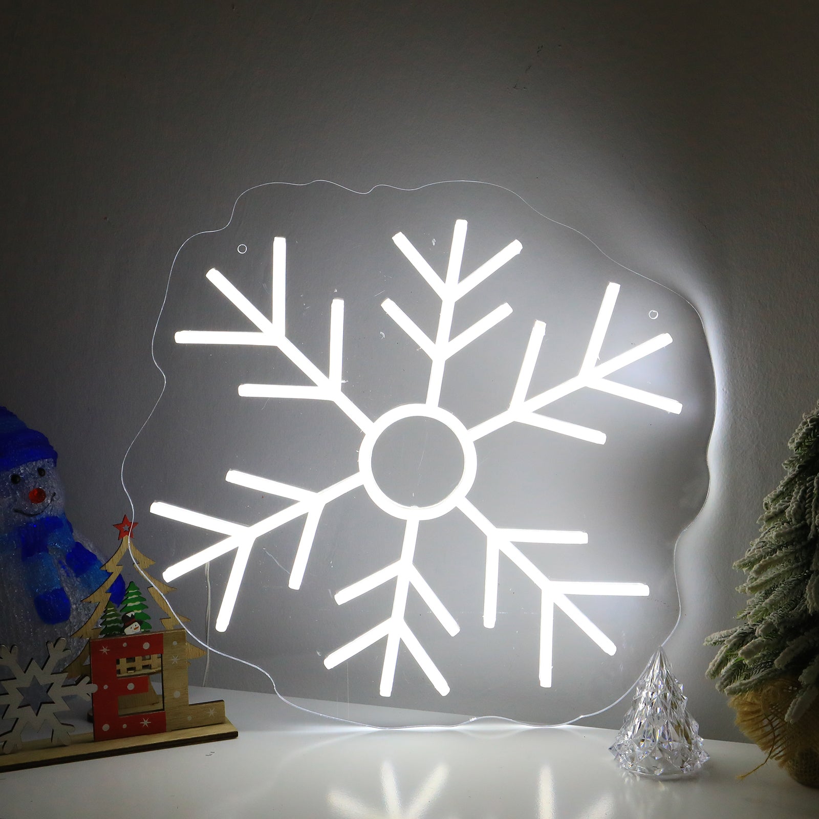 Snowflake Neon Light - Festive LED Snowflake Neon Sign for Holiday Decoration, Wall Hanging, and Window Display