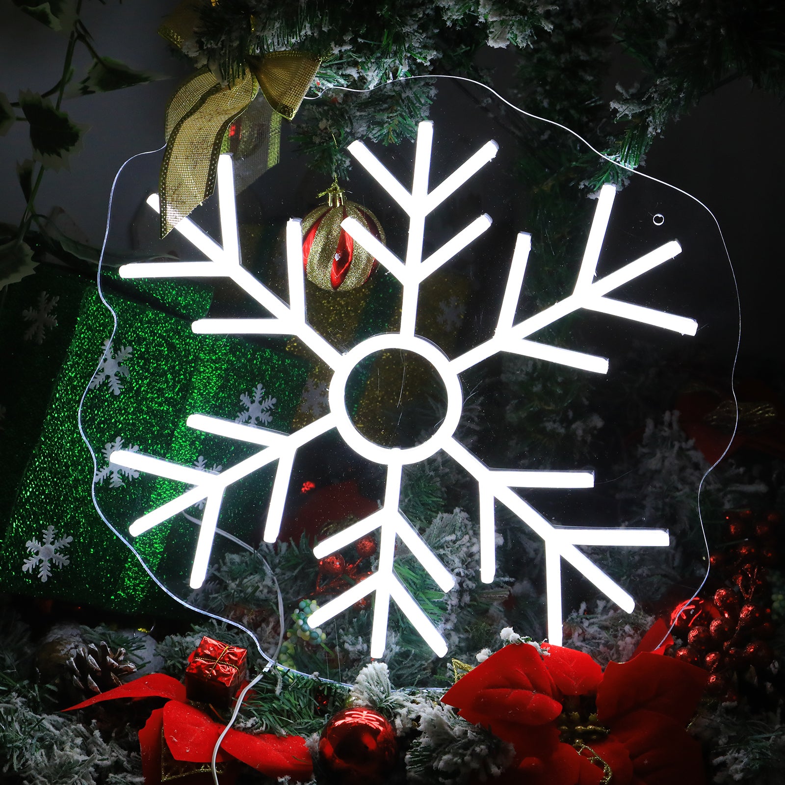 Snowflake Neon Light - Festive LED Snowflake Neon Sign for Holiday Decoration, Wall Hanging, and Window Display