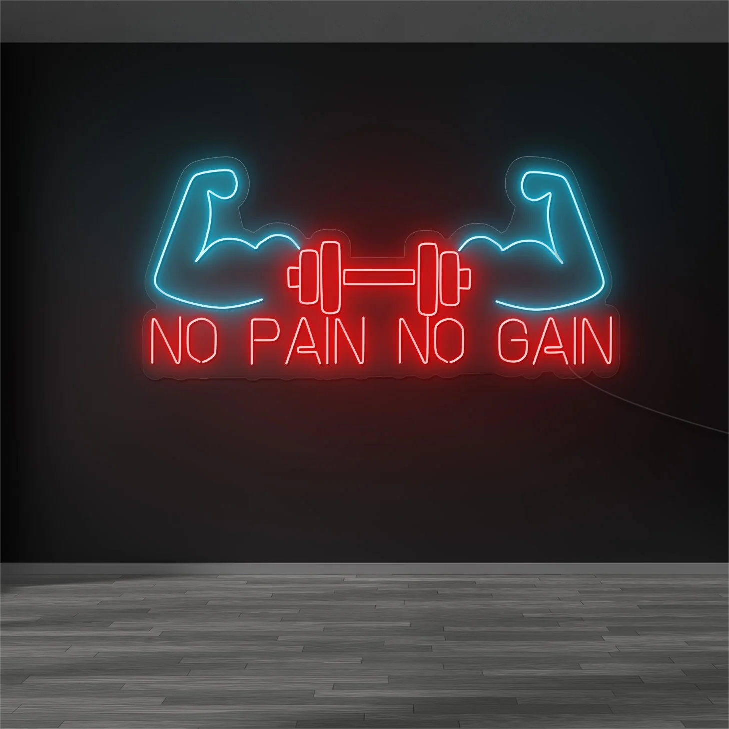 No Pain No Gain Neon Sign – Motivational LED Light for Gym, Fitness Studio, and Workout Spaces