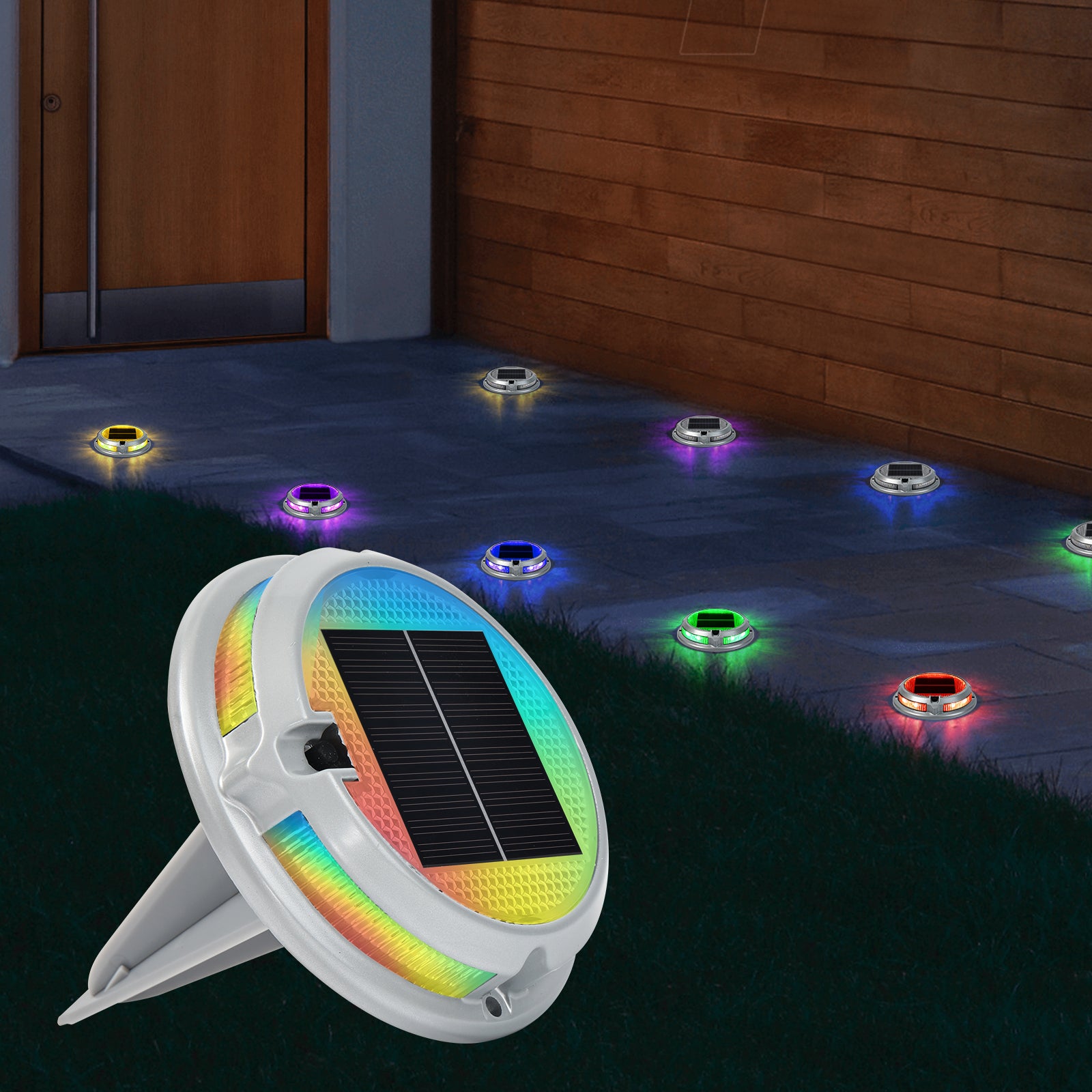 Solar Deck Lights ¨C RGB Waterproof IP68 Outdoor LED Lights for Pathways & Garden