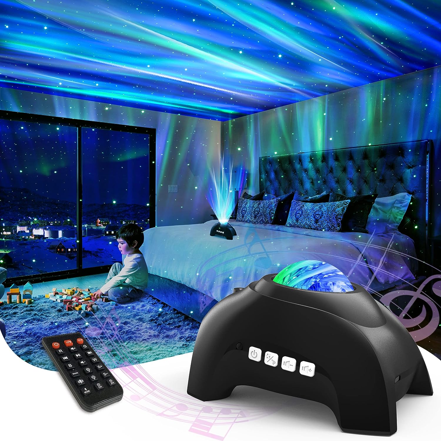Northern Lights Aurora Projector, Night Light Galaxy Projector for Kids Adults, for Home Decor Bedroom/Ceiling/Party
