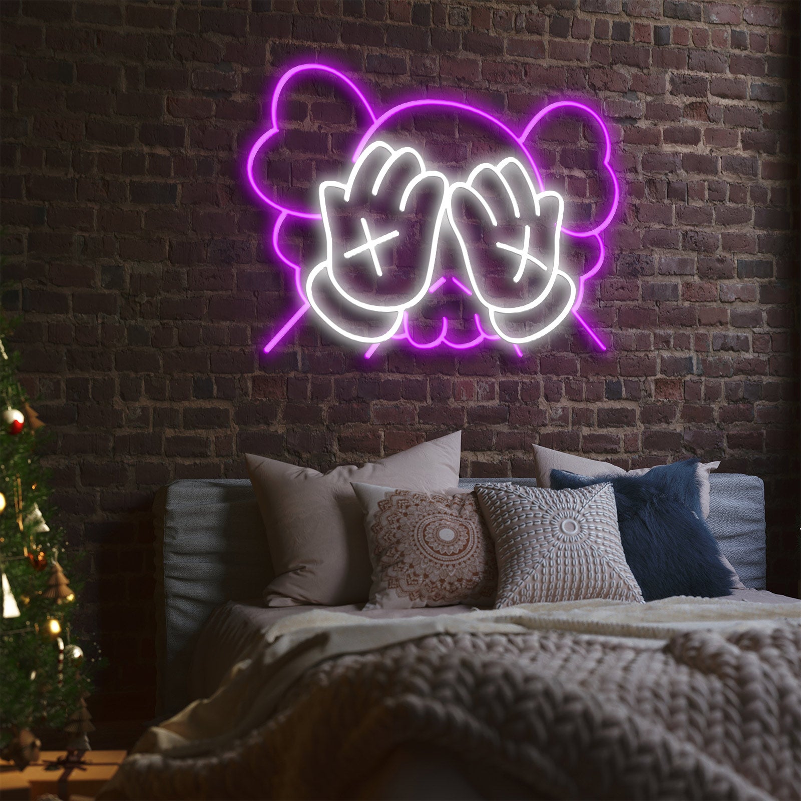 KAWS-Inspired Cartoon Hands Neon Sign for Modern Art Spaces and Studios