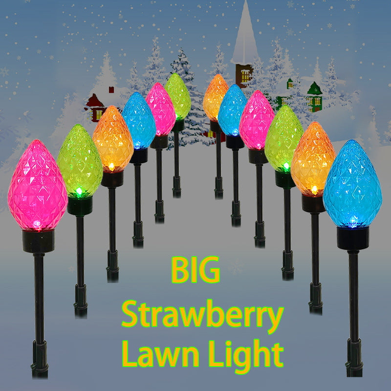 Quntis IP65 Solar-Gartenlichter – 12 bunte Weihnachts-Solarstecklichter, LED große Erdbeerstecklichter für Rasen, Terrasse und Gartendekoration, Set von 2