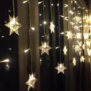 Quntis LED Icicle Lights with 8 Modes – Snowflake Curtain Lights, Waterproof Outdoor Decorative Lights with Stars for Christmas & Holiday Festivities