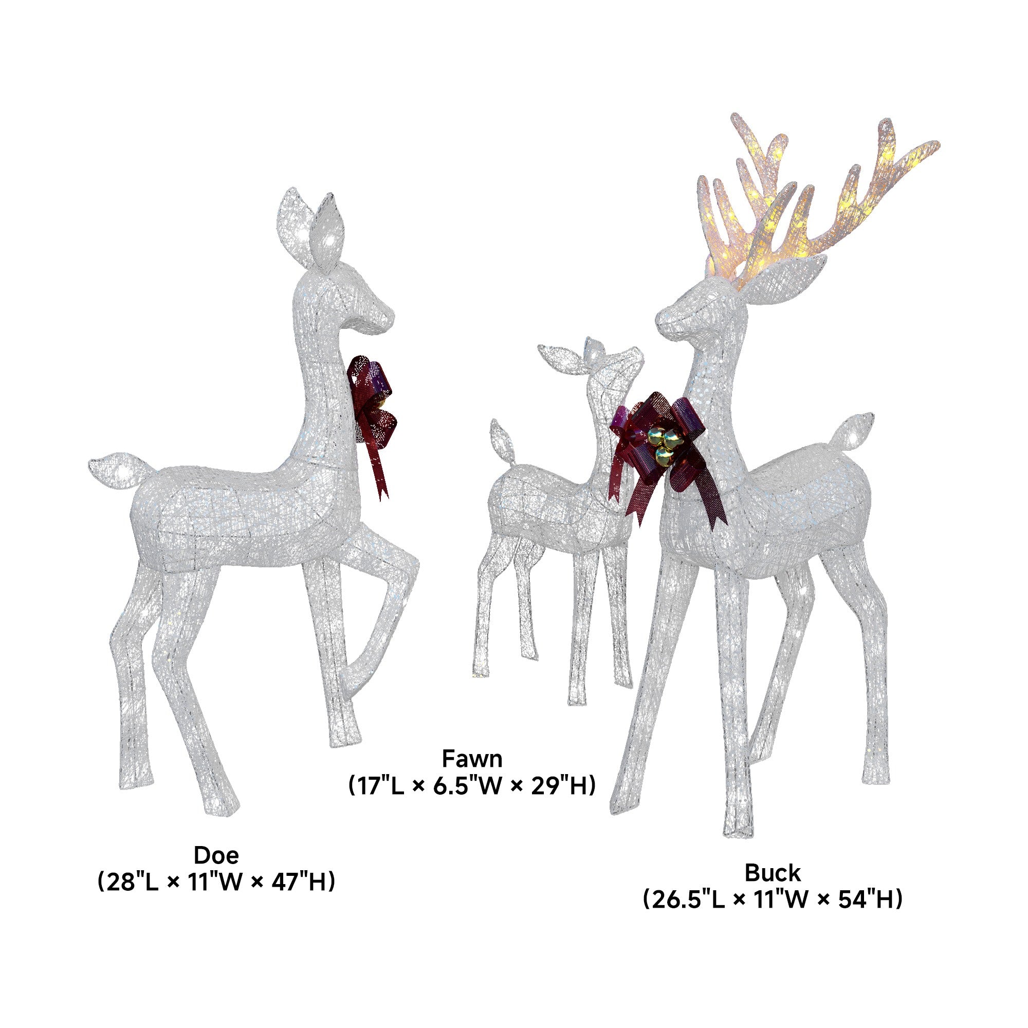 3-Piece Outdoor Christmas Reindeer Set – Pre-Lit Deer Family with 365 LED Lights, Perfect for Holiday Yard and Lawn Display