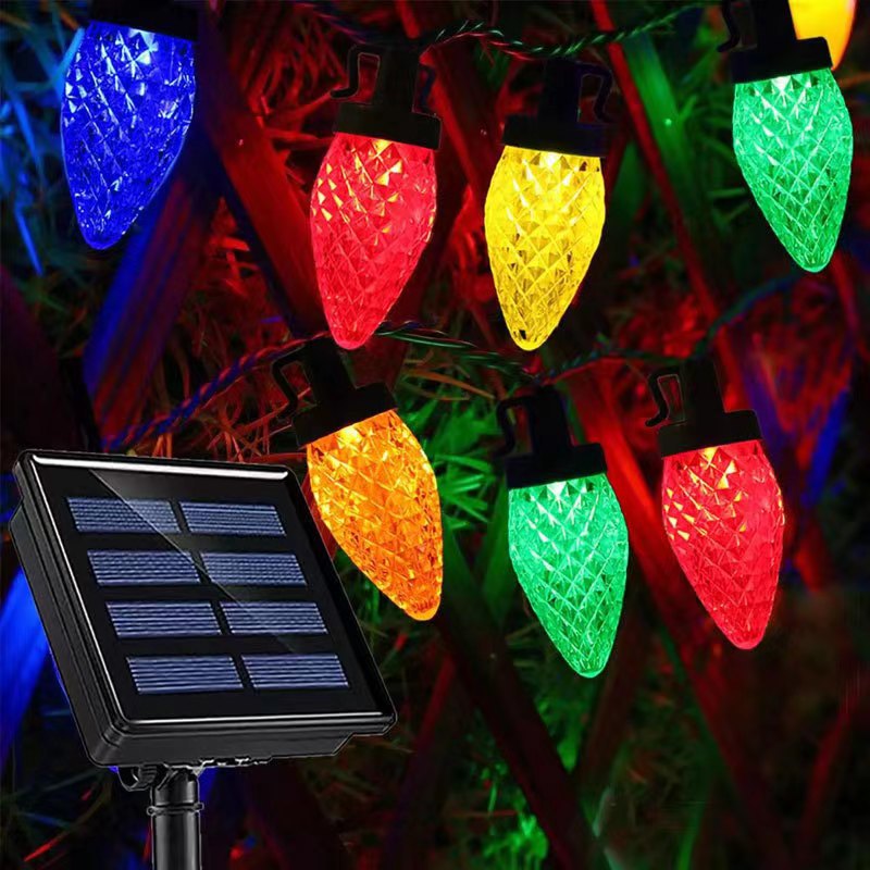 Lumières LED C9 de couleur fraise IP65, guirlandes lumineuses solaires de Noël étanches, lumières de décoration de fête