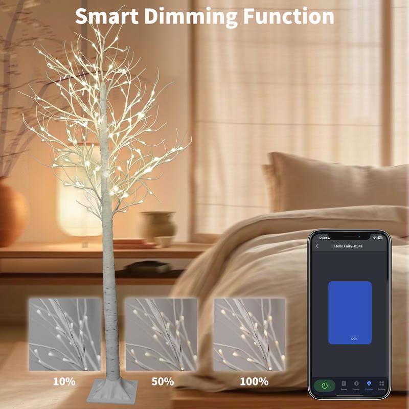 5.9ft Pre-lit birch Tree,LED Decor Light,festive decor for Indoor/Outdoor Use,Party wedding holiday decoration lights Set christmas 2024 ornament