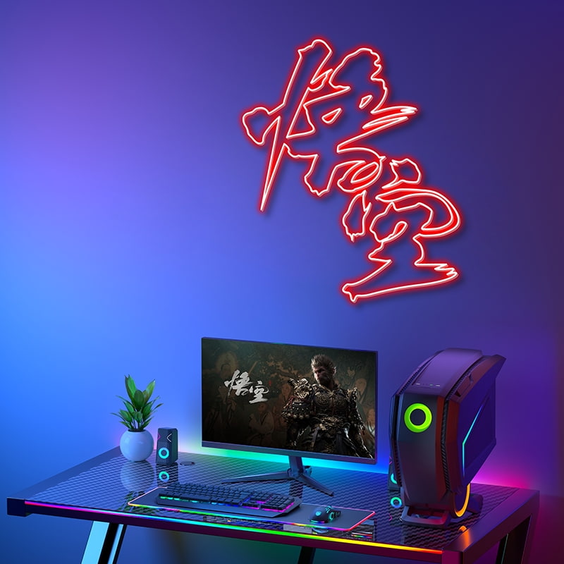 Black Myth WuKong Cultural Neon Sign – Bold Yellow Glow for Gaming Setups and Creative Spaces