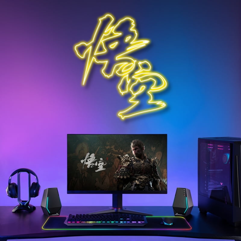 Black Myth WuKong Cultural Neon Sign – Bold Yellow Glow for Gaming Setups and Creative Spaces