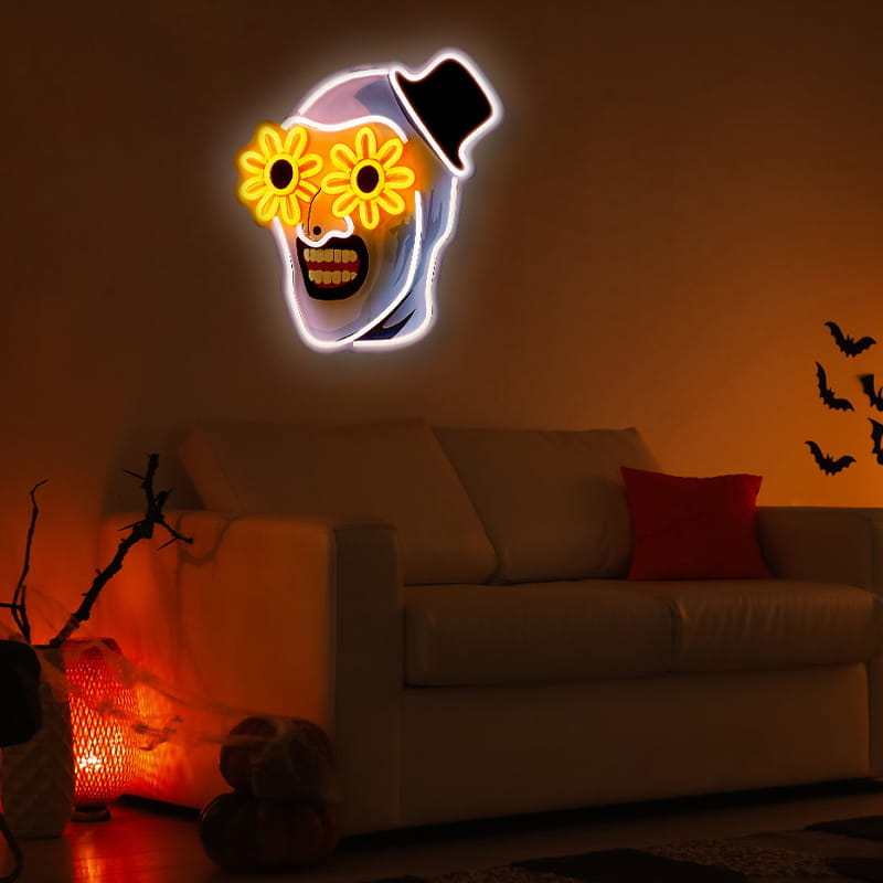 Art the Clown Neon LED Light -Terrifier, Artistic Neon Sign Decor for Living Rooms, Cafés, and Creative Spaces