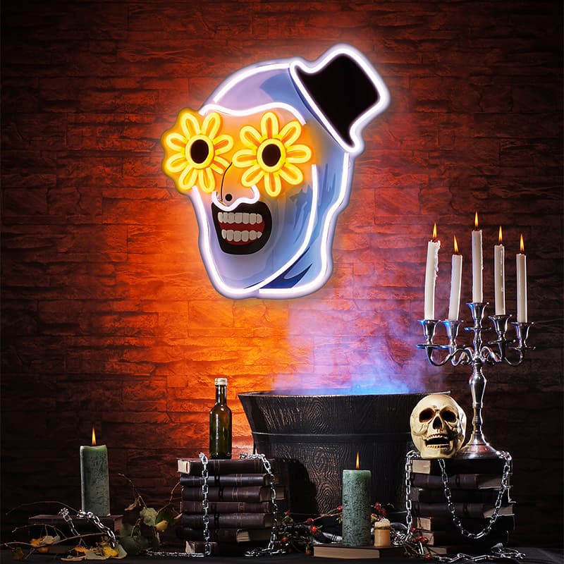 [Terrifier art was here]Art the Clown Neon LED Light -Terrifier Merch, Artistic Neon Sign Decor for Halloween Living Rooms, Cafes, and Creative Spaces