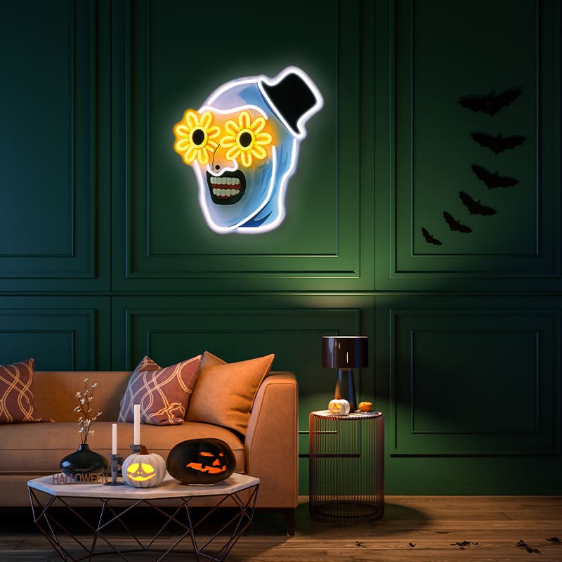 [Terrifier art was here]Art the Clown Neon LED Light -Terrifier Merch, Artistic Neon Sign Decor for Halloween Living Rooms, Cafes, and Creative Spaces