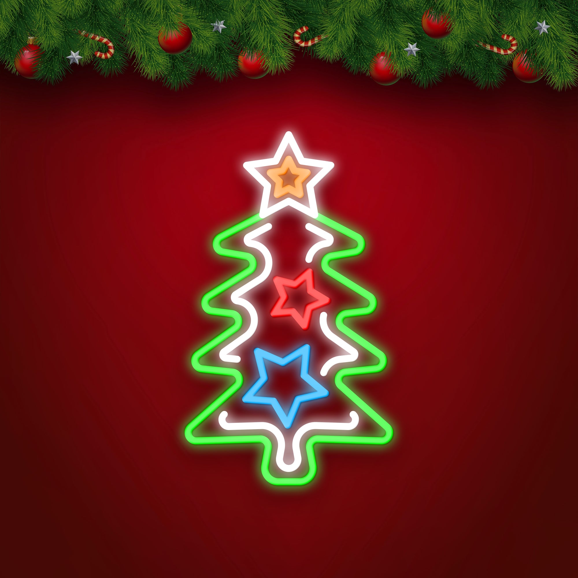 LED Neon Christmas Tree Light - Festive Wall-Mounted Holiday Decoration for Indoor and Outdoor Display