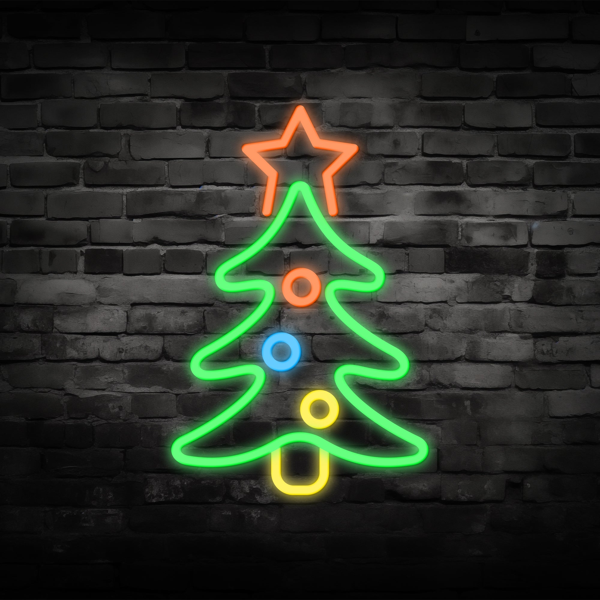 Neon LED Christmas Tree Light - Vibrant Holiday Decoration for Walls and Windows, Indoor & Outdoor Use