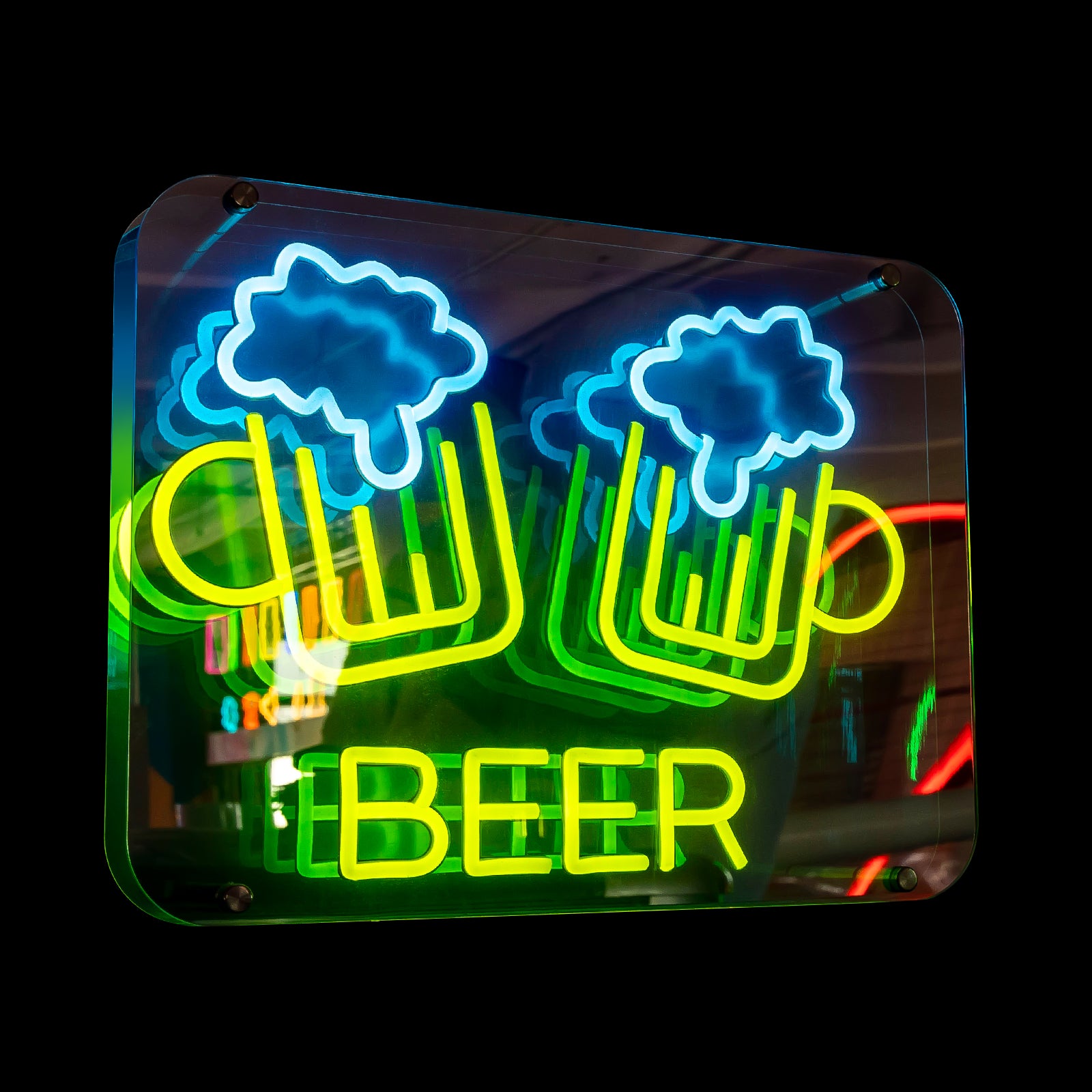 Infinity Mirror Neon Beer Mug – 3D LED Beer Sign, Bar & Man Cave Wall Decor, Party Neon Light