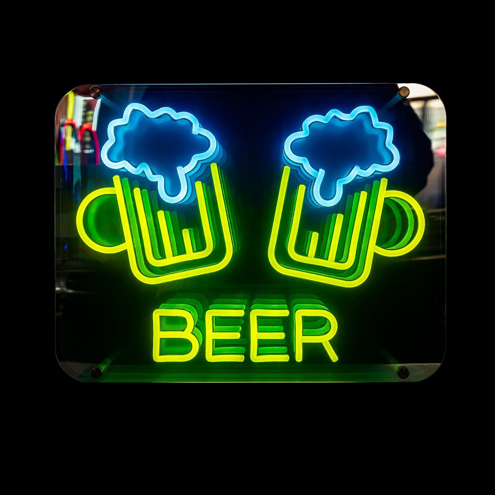 Infinity Mirror Neon Beer Mug – 3D LED Beer Sign, Bar & Man Cave Wall Decor, Party Neon Light