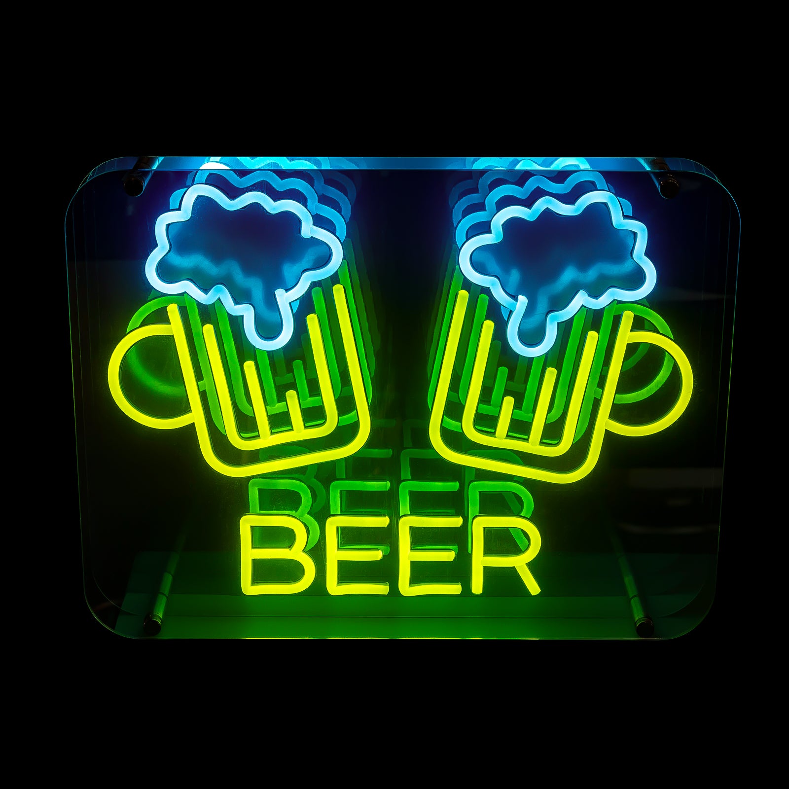 Infinity Mirror Neon Beer Mug – 3D LED Beer Sign, Bar & Man Cave Wall Decor, Party Neon Light