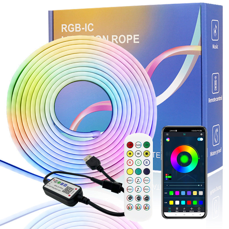 USB RGB Neon Light Strip Set ¨C 5V Bluetooth APP Control, Silicone Waterproof Music-Activated Flowing Decorative LED Strip Lights