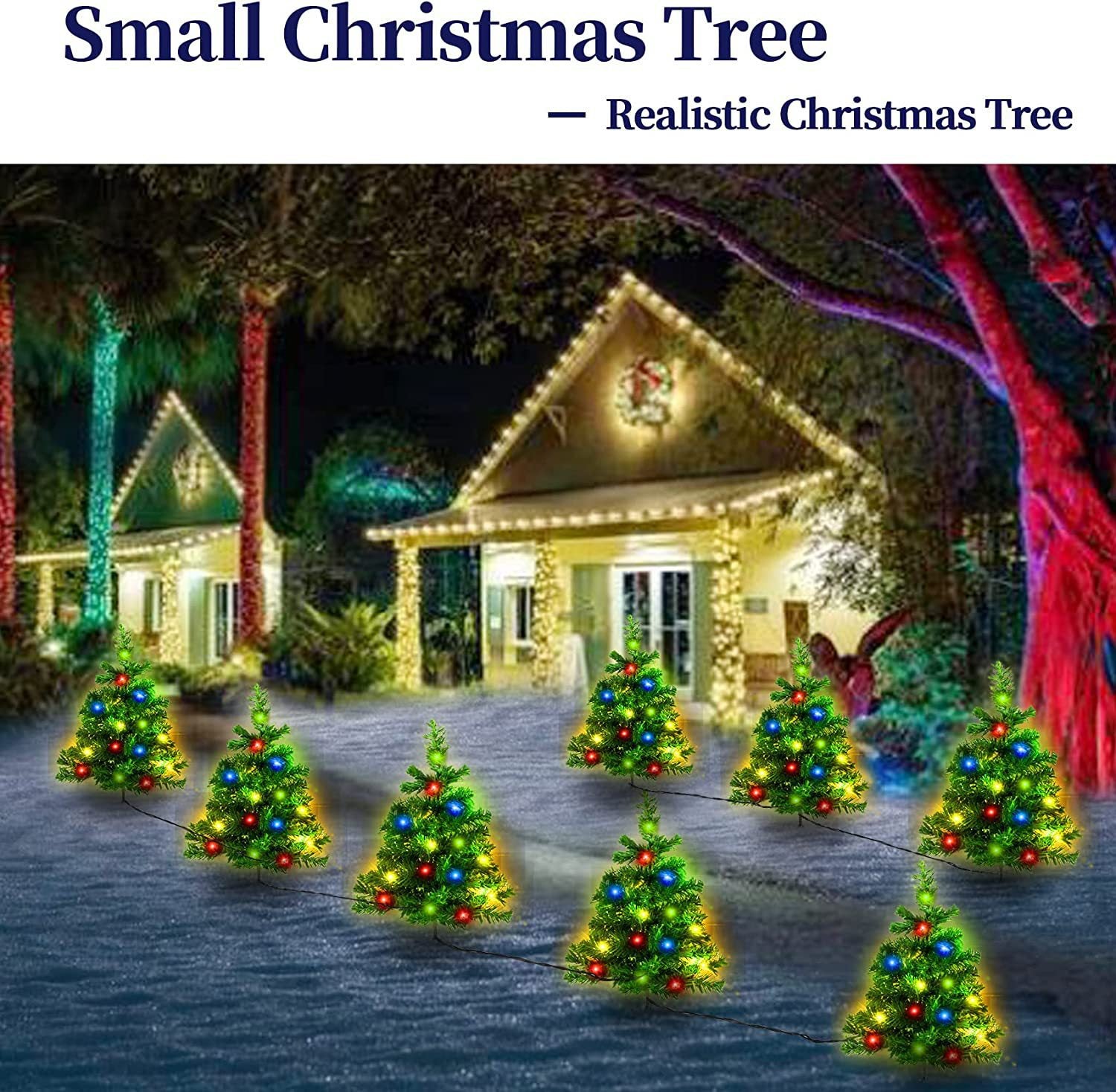 Quntis Solar Christmas Tree Lights ¨C 1-to-4 Set Outdoor Garden & Lawn Decor for Holiday Landscape Decoration