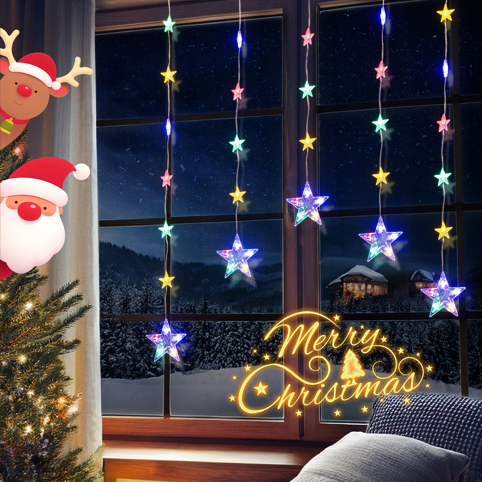 Quntis 32 Stars Star Lights – Color Changing Christmas Lights with 8 Modes, 52 LEDs for Dazzling Holiday & Xmas Decor