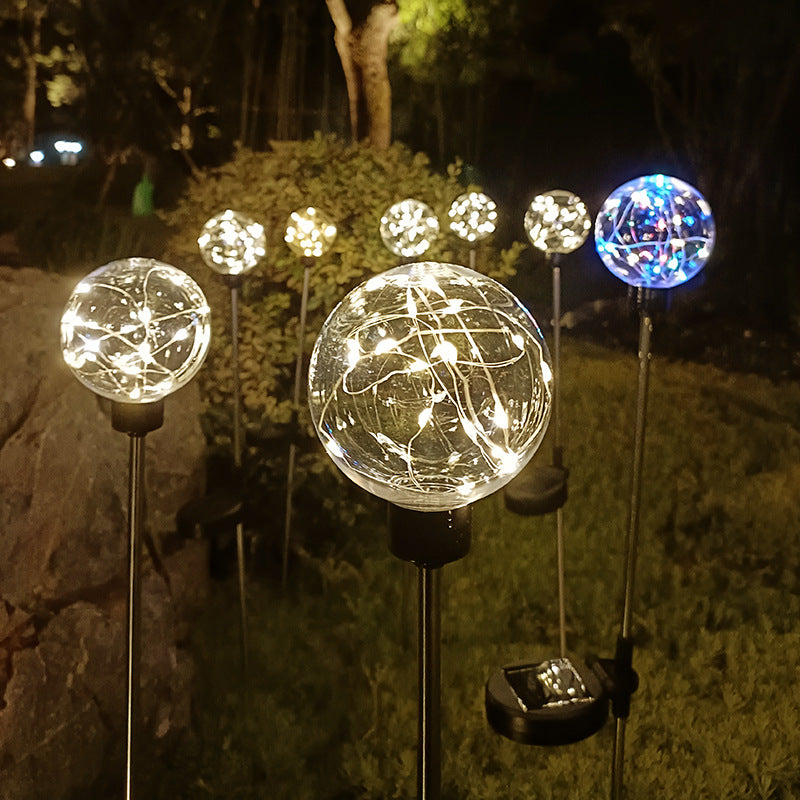 Lumières de jardin en fil de cuivre lumineux – Lumières de piquet de jardin alimentées par énergie solaire pour la décoration de villa et de patio, lumières de piquet de Noël en LED décoratives 1 pièce