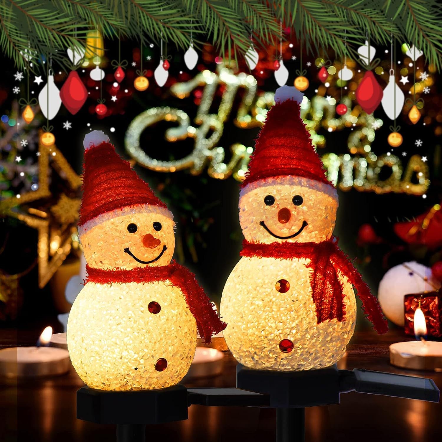 5-Pack Outdoor Solar Christmas Lights ¨C Waterproof Snowman Garden Decorations, Holiday Yard Stakes, Festive LED Lights That Won't Melt