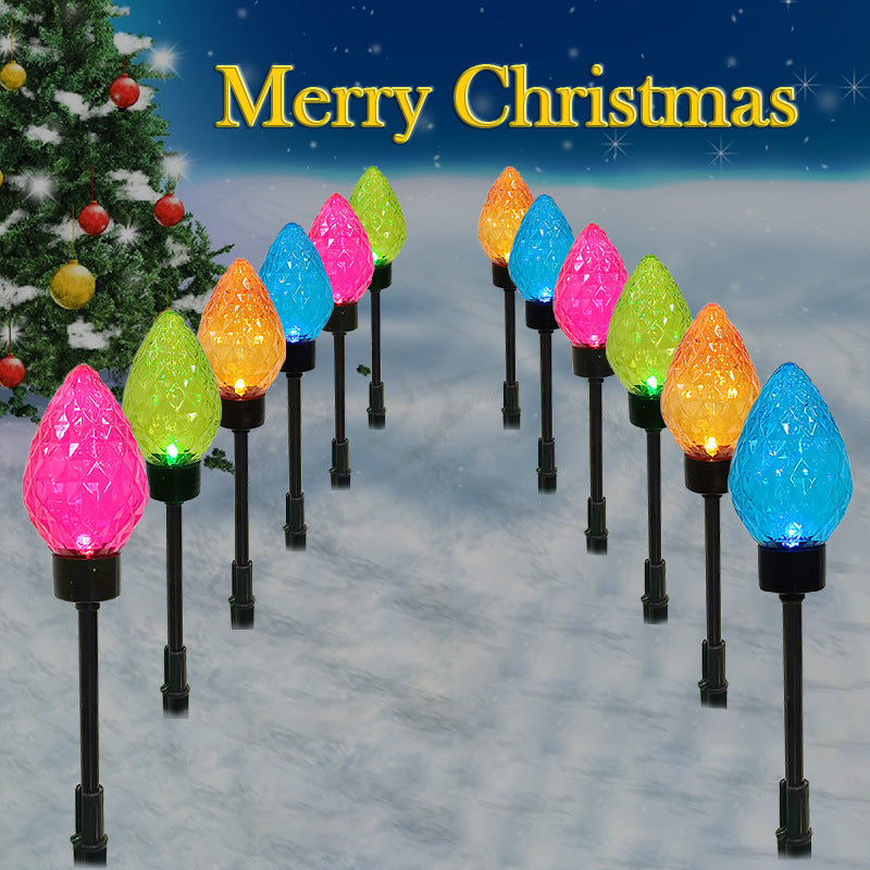 Quntis IP65 Solar Garden Lights ¨C 12 Bulbs Colorful Christmas Solar Stake Lights, LED Large Strawberry Stake Lights for Lawn, Patio & Garden Decor, Set of 2