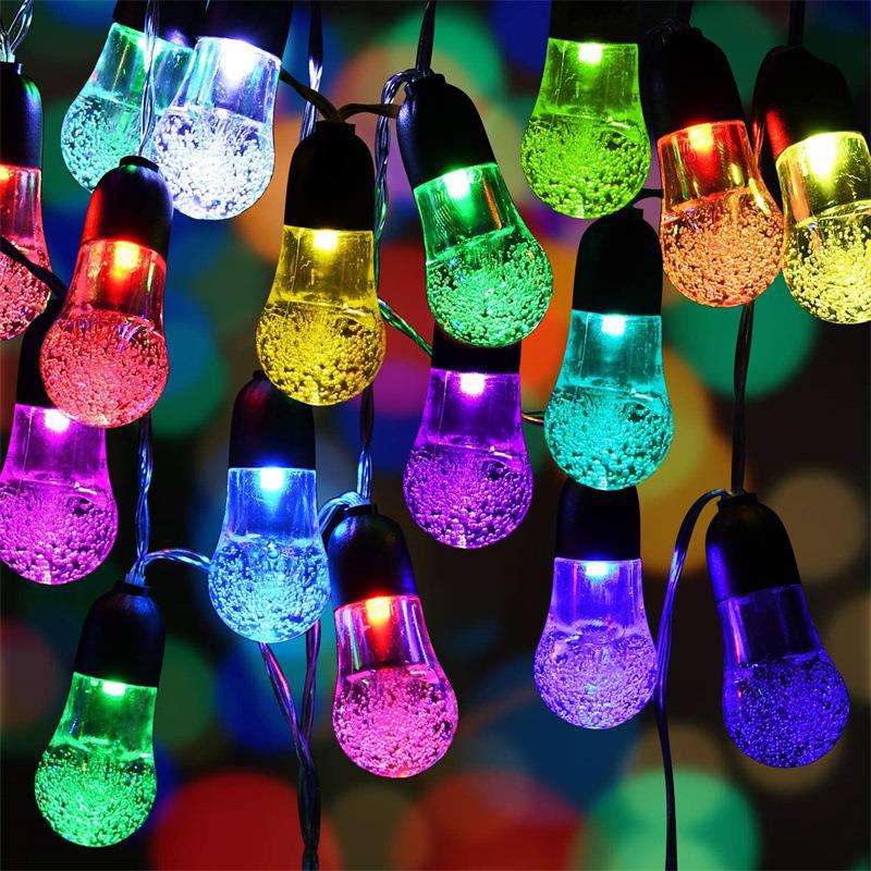 Quntis IP65 Solar String Lights ¨C Outdoor Yard Decor with Colored LED Crystal Bubble Lights for Christmas & Holiday Decor