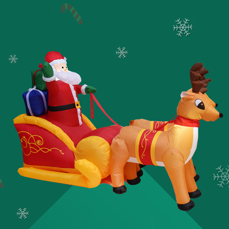 Inflatable Christmas Yard Decoration – Santa with Sleigh Pulled by Two Reindeer