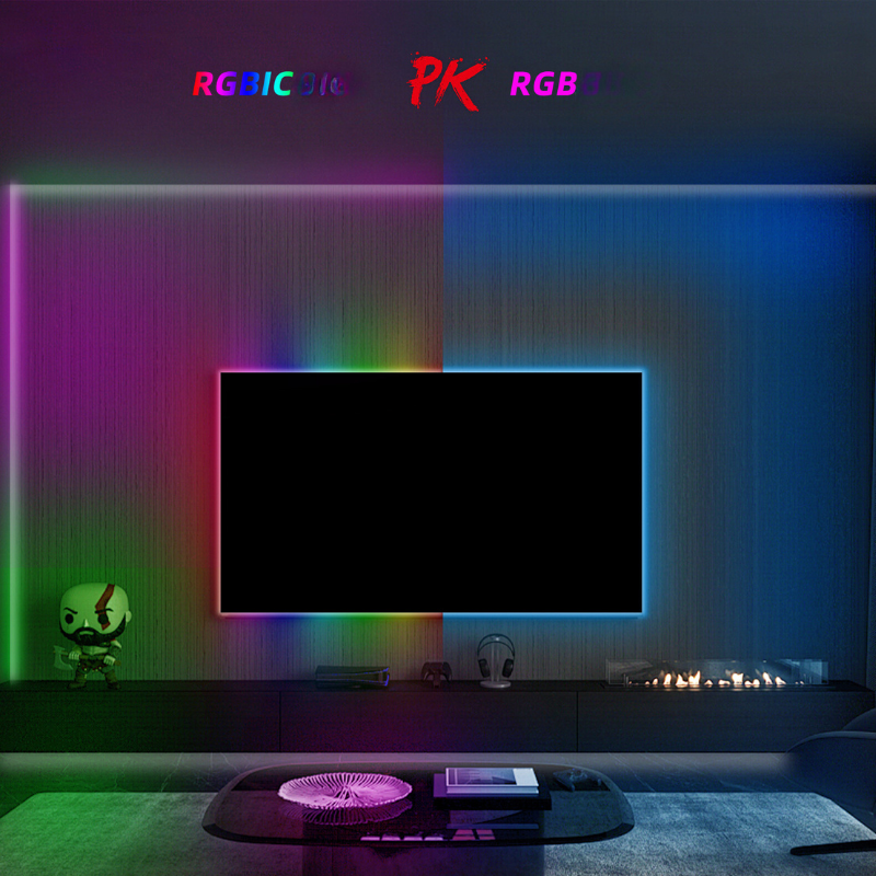 RGBIC 5V Bluetooth Music Dynamic Neon Light Strip - 2m, 3m, 5m DIY Shape Customization, Perfect for Gaming Room Decor